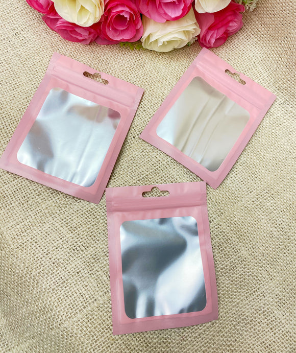 Bolsas zip rosas con ventana Clear (10)